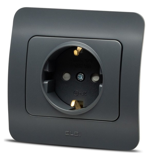Priza Schuko 16A antracit cu protectie copii, gama Jazz