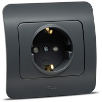 Priza Schuko 16A antracit cu protectie copii, gama Jazz - vedere laterala