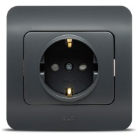 Priza Schuko 16A antracit cu protectie copii, gama Jazz - detaliu