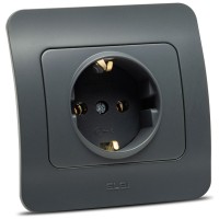 Priza simpla fara contact de protectie 16A antracit Jazz - vedere laterala