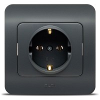 Priza simpla fara contact de protectie 16A antracit Jazz - detaliu