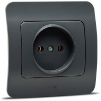 Priza fara contact de protectie 16A antracit, gama Jazz - vedere laterala