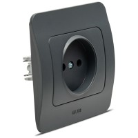 Priza fara contact de protectie 16A antracit, gama Jazz - detaliu