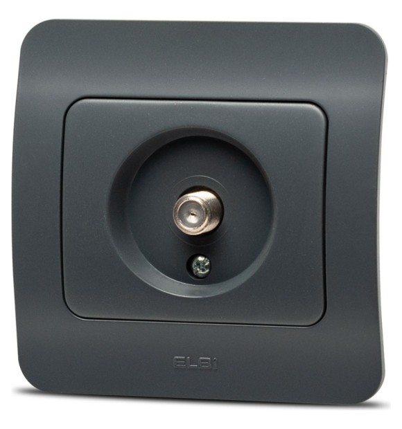 Priza TV antracit cu conector F, gama Jazz - ELBI