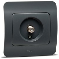 Priza TV antracit cu conector F, gama Jazz - ELBI - vedere laterala
