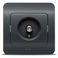Priza TV antracit cu conector F, gama Jazz - ELBI - detaliu
