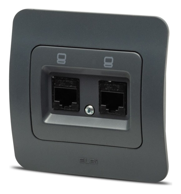 Priza date 2xRJ45 Cat6e antracit, gama Jazz - Elbi