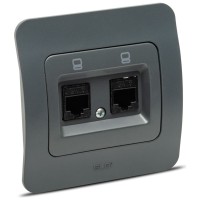 Priza date 2xRJ45 Cat6e antracit, gama Jazz - Elbi - vedere laterala