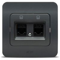 Priza date 2xRJ45 Cat6e antracit, gama Jazz - Elbi - detaliu