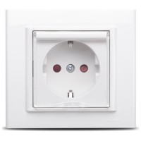 Priza Schuko cu capac 16A alba, protectie copii, gama Mina Ovivo