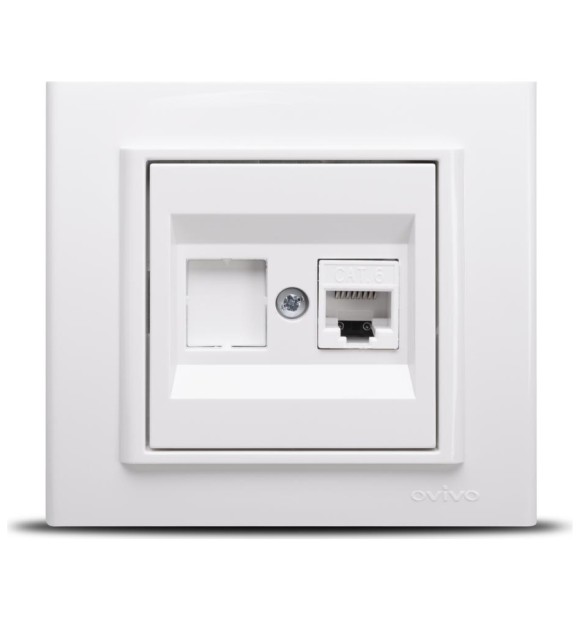 Priza date RJ45 Cat6 UTP, 1 port, alb, gama Mina - Ovivo