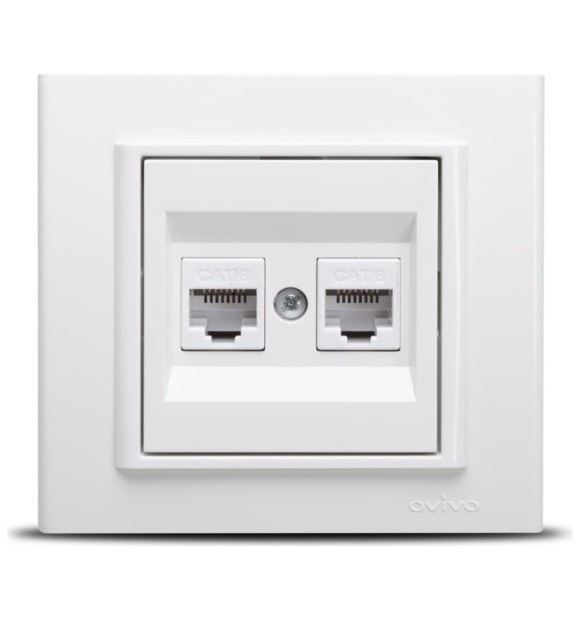 Priza date RJ45 dubla UTP Cat 6 alb Mina - Ovivo