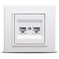 Priza date RJ45 dubla UTP Cat 6 alb Mina - Ovivo