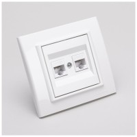 Priza date RJ45 dubla UTP Cat 6 alb Mina - Ovivo - vedere laterala