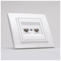 Priza date RJ45 dubla UTP Cat 6 alb Mina - Ovivo - detaliu