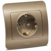 Priza Schuko 16A cu protectie copii, titan, gama Jazz - vedere laterala