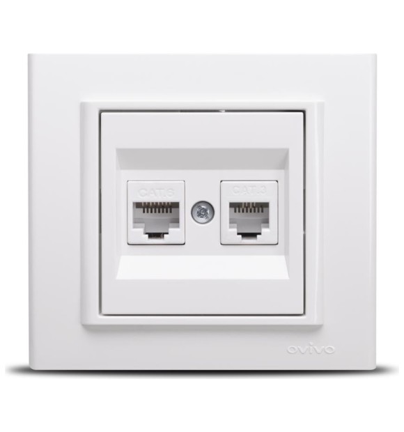 Priza date RJ45 Cat6 UTP cu telefon, alb, gama Mina - Ovivo