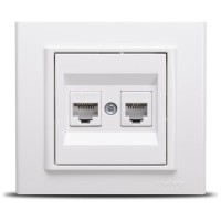 Priza date RJ45 Cat6 UTP cu telefon, alb, gama Mina - Ovivo