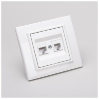 Priza date RJ45 Cat6 UTP cu telefon, alb, gama Mina - Ovivo - vedere laterala