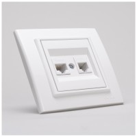 Priza date RJ45 Cat6 UTP cu telefon, alb, gama Mina - Ovivo - detaliu