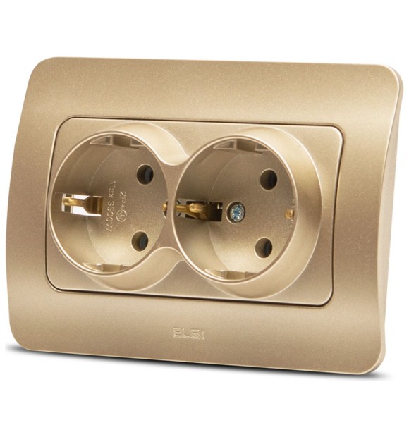 Priza dubla Schuko 16A titan, gama Jazz - Elbi