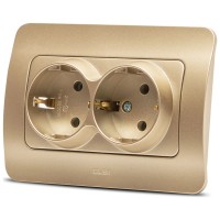 Priza dubla Schuko 16A titan, gama Jazz - Elbi