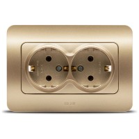 Priza dubla Schuko 16A titan, gama Jazz - Elbi - detaliu