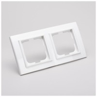 Rama 2 posturi alb Mina - Ovivo, ornament aparataj modular - vedere laterala