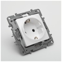 Priza Schuko 16A alb Salbei Legrand, cu contact de protectie - vedere laterala