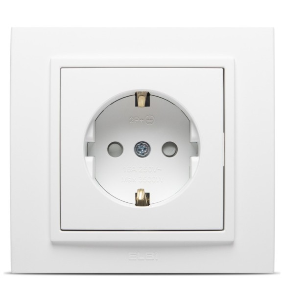 Priza Schuko 16A alb mat cu protectie copii, gama Zena