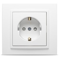 Priza Schuko 16A alb mat cu protectie copii, gama Zena