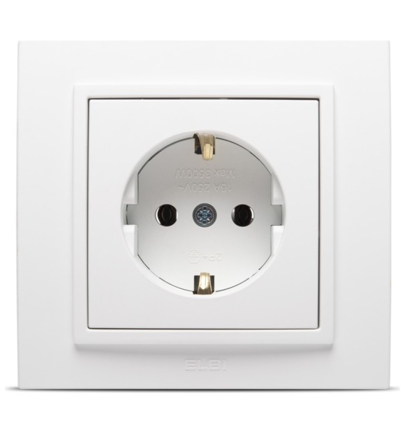 Priza Schuko 16A alb mat cu contact de protectie, gama Zena