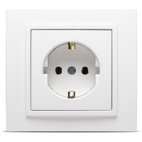 Priza Schuko 16A alb mat cu contact de protectie, gama Zena