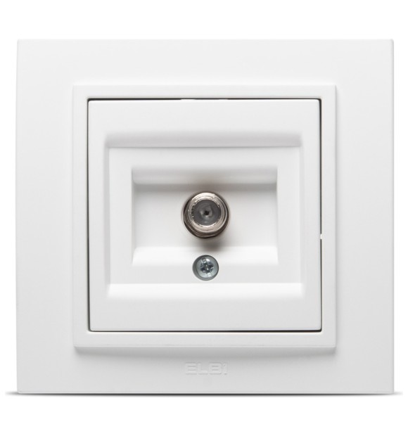 Priza TV alb mat Zena - conector F coaxial, Elbi