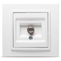 Priza TV alb mat Zena - conector F coaxial, Elbi
