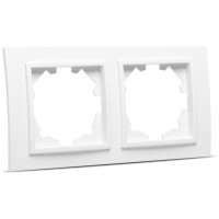 Rama 2 posturi alb mat Zena Elbi pentru aparataj modular - vedere laterala