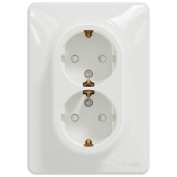 Priza dubla Schuko 16A alb, gama Sedna Design - Schneider - detaliu