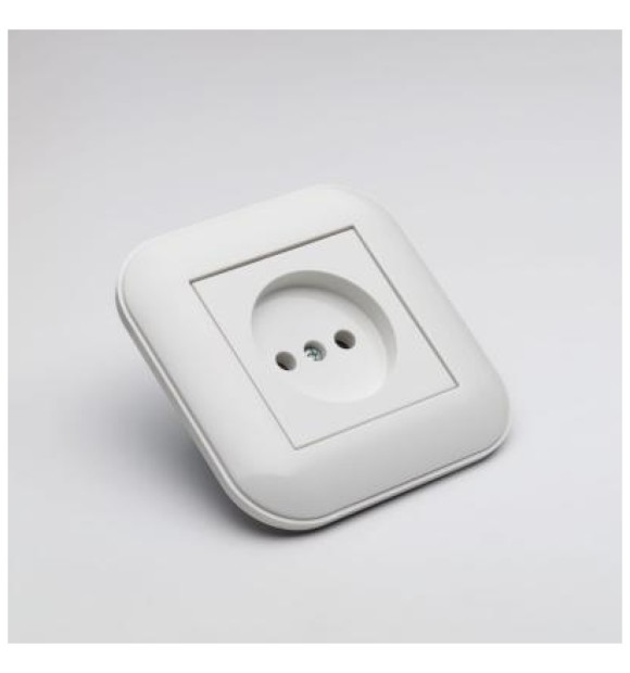 Priza simpla fara contact de protectie 16A alba Loft Ovivo