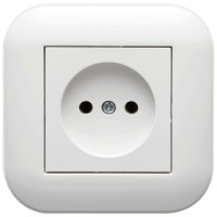 Priza simpla fara contact de protectie 16A alba Loft Ovivo - vedere laterala