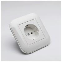 Priza Schuko 16A alb, gama Loft - Ovivo - detaliu