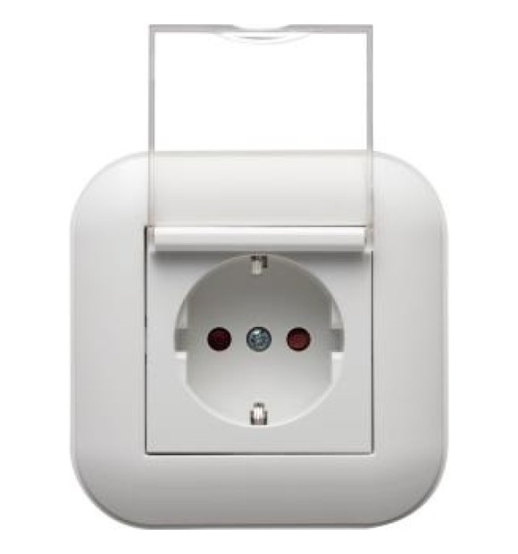 Priza Schuko 16A cu capac si protectie copii alb Loft - Ovivo