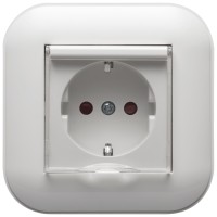 Priza Schuko 16A cu capac si protectie copii alb Loft - Ovivo - vedere laterala
