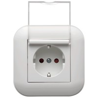 Priza Schuko 16A cu capac si protectie copii alb Loft - Ovivo - detaliu
