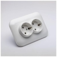 Priza dubla Schuko 16A alb, gama Loft - Ovivo