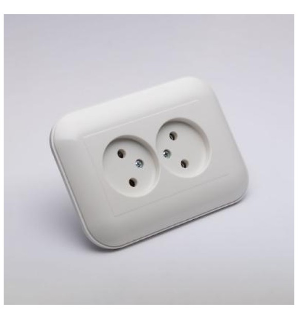 Priza dubla Schuko 16A alb, gama Loft - Ovivo