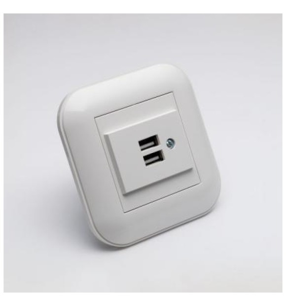 Priza dubla USB alb Loft OVIVO - incarcare 2x USB ingropata