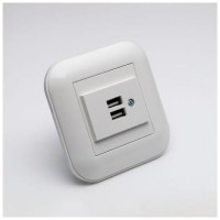 Priza dubla USB alb Loft OVIVO - incarcare 2x USB ingropata