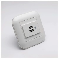 Priza dubla USB alb Loft OVIVO - incarcare 2x USB ingropata - detaliu
