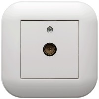 Priza TV intermediara alb Loft Ovivo, montaj ingropat - vedere laterala