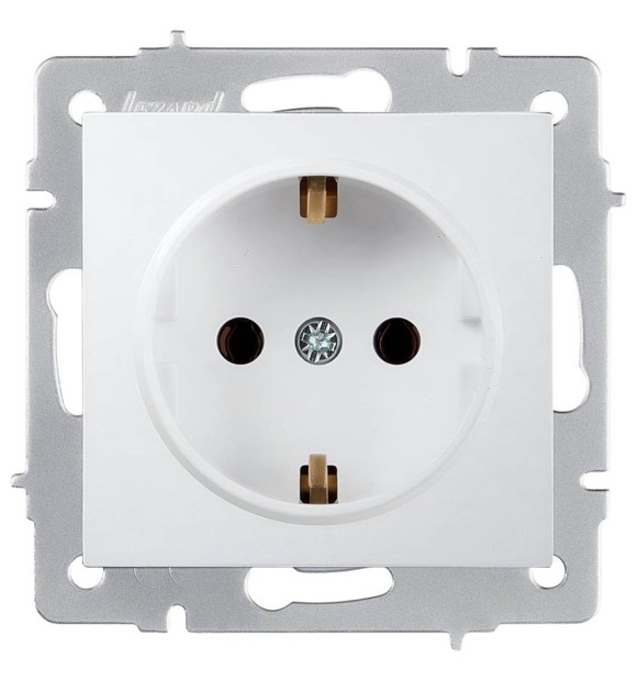 Priza Schuko 16A alb cu contact de protectie - gama Vesna Lezard